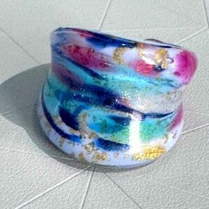 ✨ Beautiful One of a Kind Murano Glass Swirl Ring